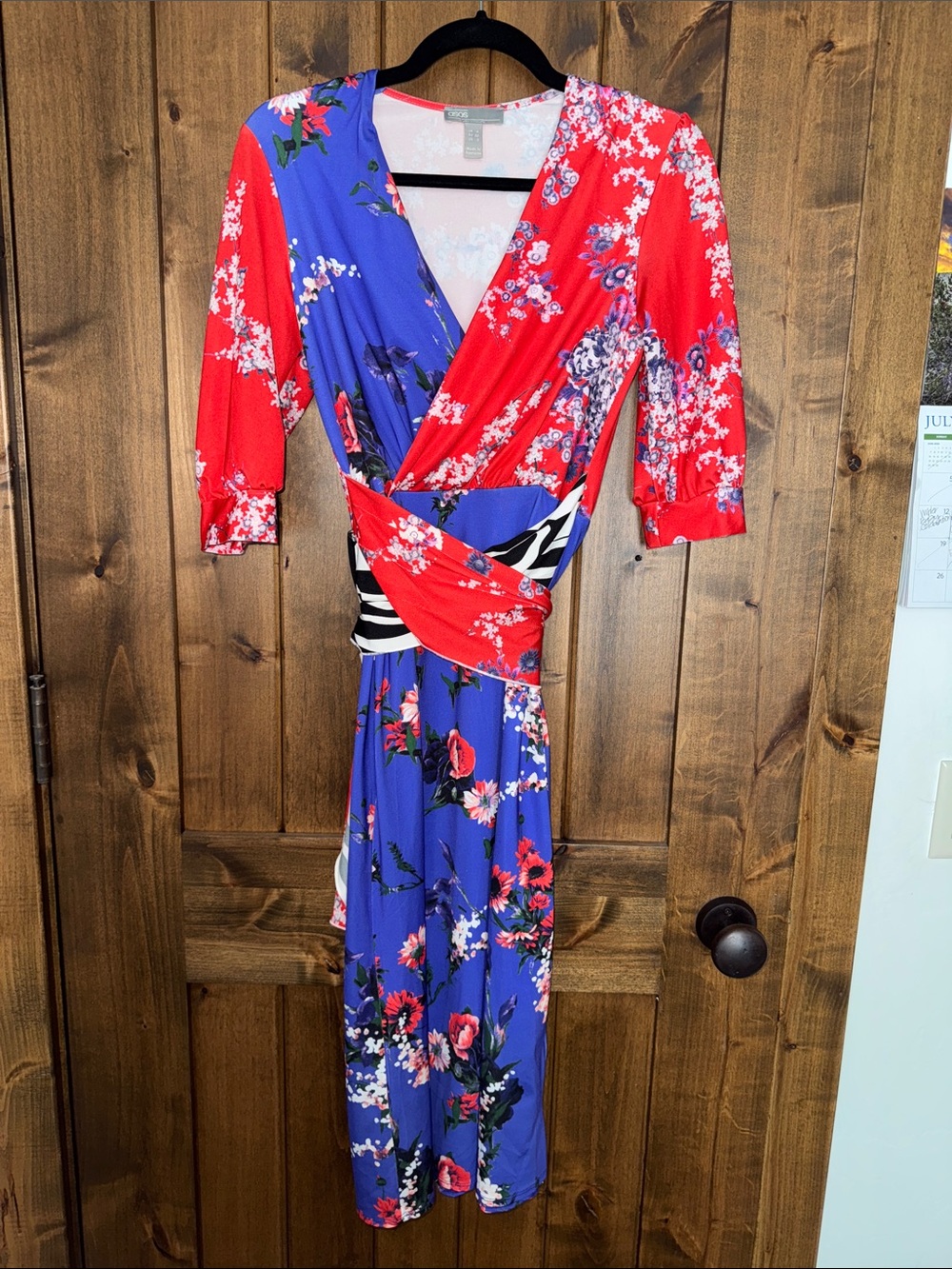 ASOS Red & Blue Floral Wrap Midi Dress